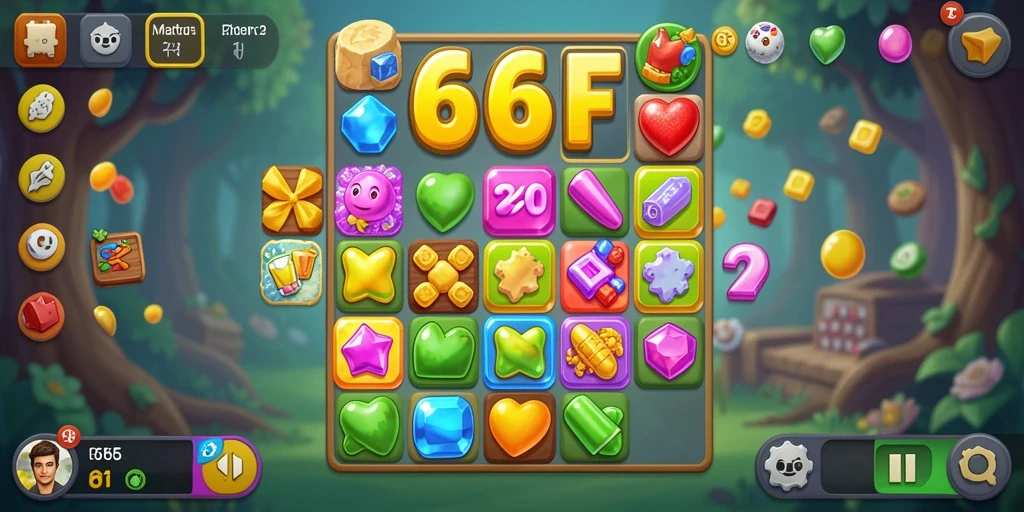 Tampilan gameplay menarik dari 666F dengan elemen warna-warni.