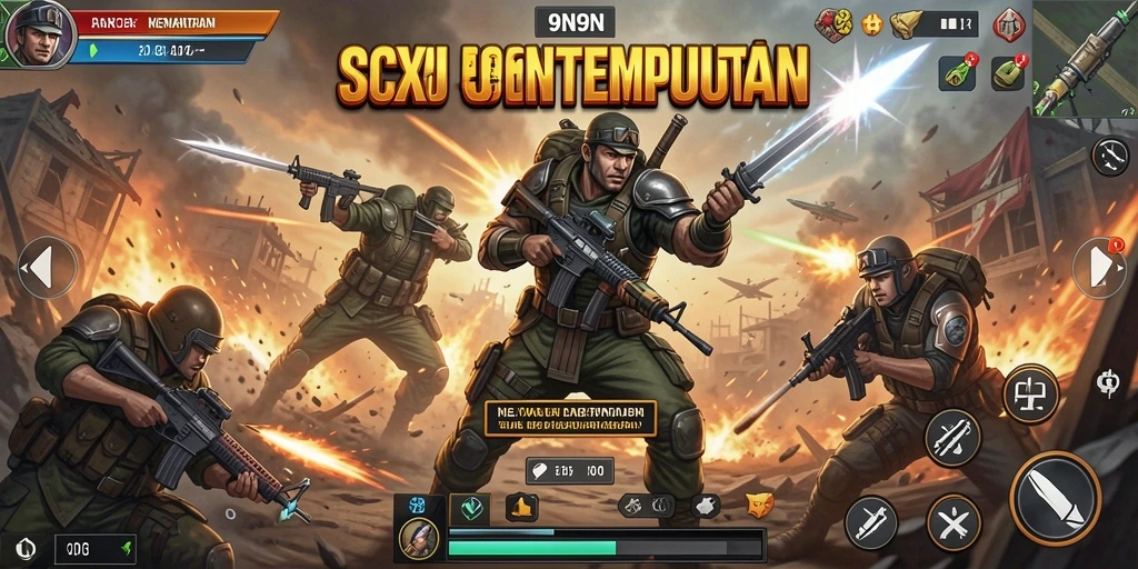 Tampilan aksi seru dalam gameplay 9N9N yang menegangkan.
