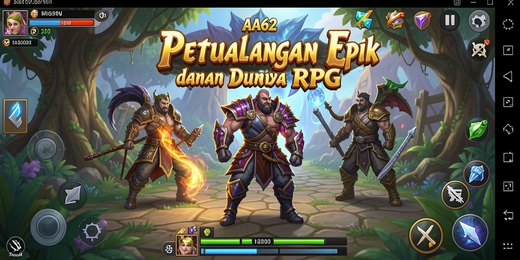 Tangkapan layar <strong>AA62</strong> menampilkan karakter berpetualang dalam dunia RPG yang luas.