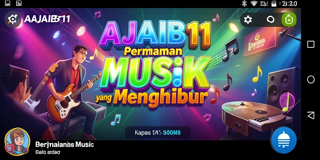 Tampilan layar utama AJAIB11 saat gameplay musik yang seru.