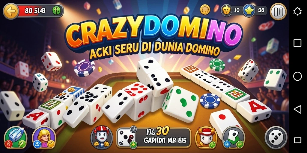 Tampilan aksi mendebarkan dalam gameplay CRAZYDOMINO.