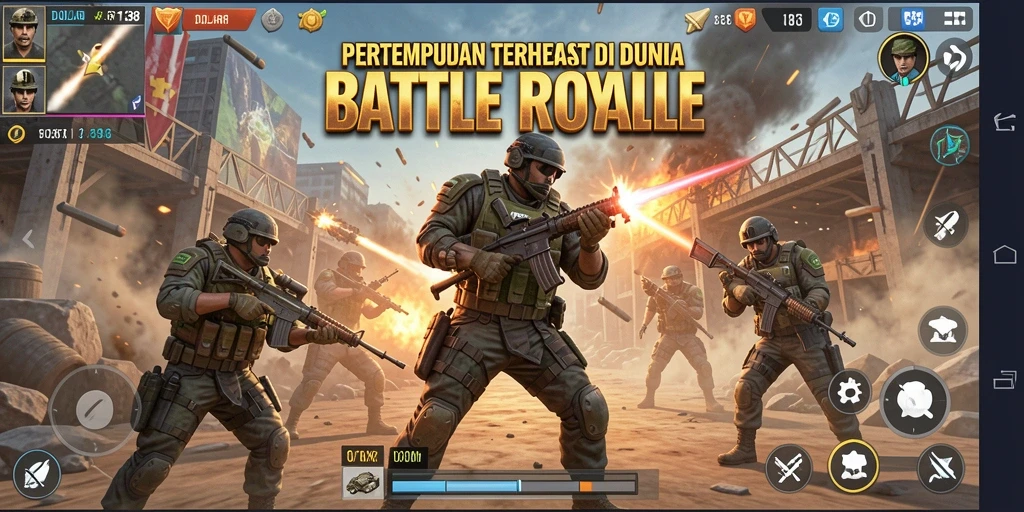 Screenshot DOLAR138 menampilkan aksi seru dalam pertempuran Battle Royale.