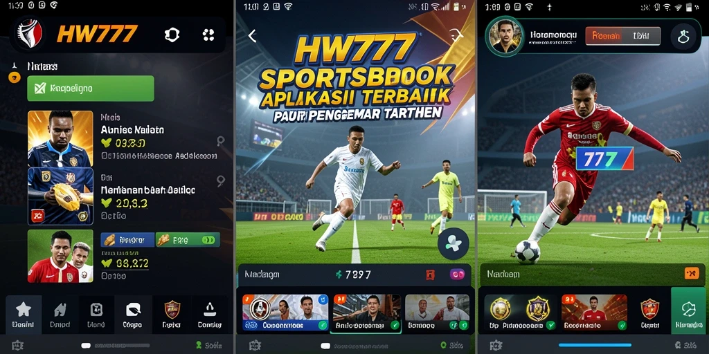 Screenshot utama HW777 menampilkan antarmuka taruhan olahraga yang menarik.