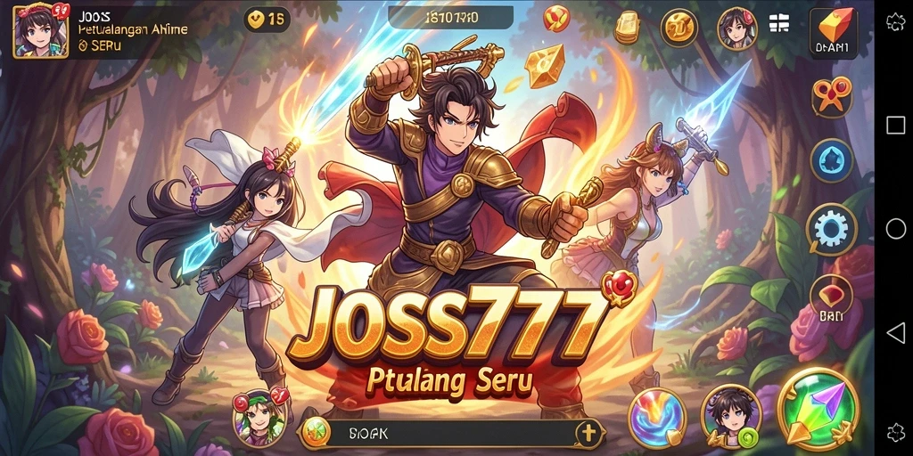 Screenshot JOSS777 menampilkan aksi seru karakter Anime.