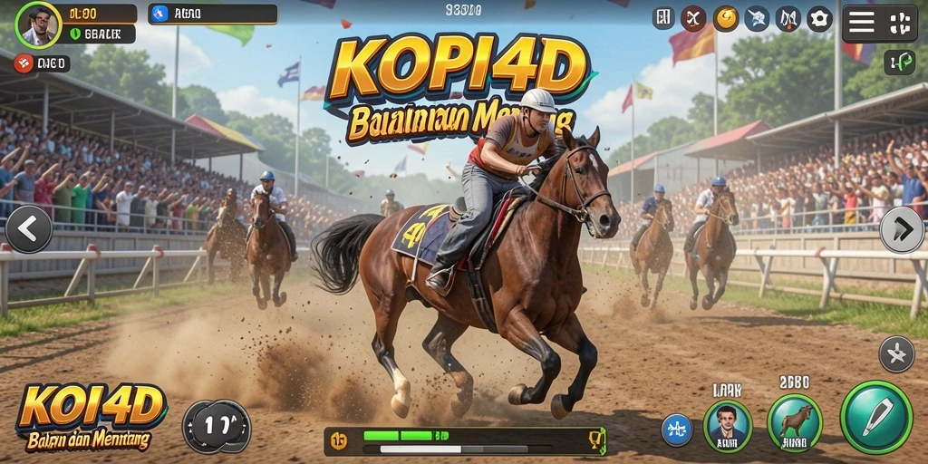 Screenshot gameplay KOPI4D menampilkan balapan seru di trek yang menantang.