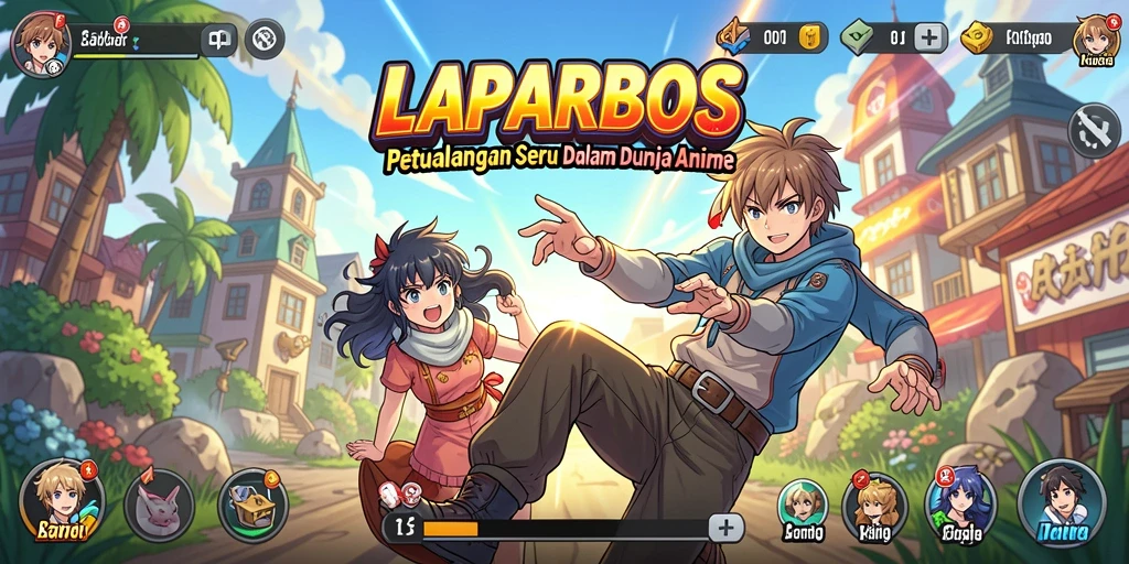 Tangkapan layar utama LAPARBOS menampilkan aksi seru dalam dunia Anime.