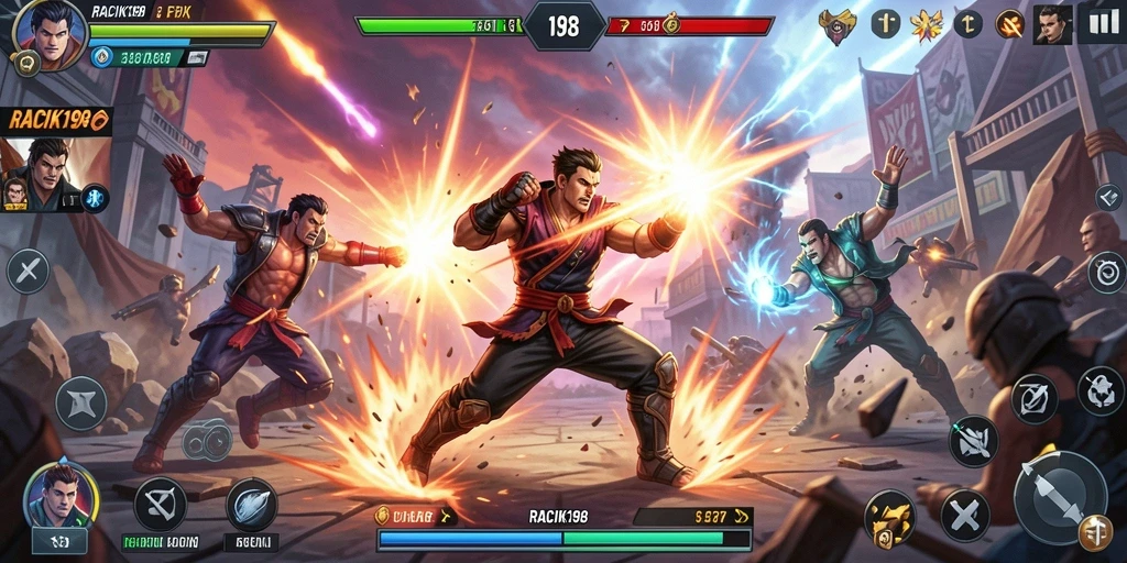 Tampilan gameplay mendebarkan dari RACIK198 dengan aksi pertarungan yang seru.