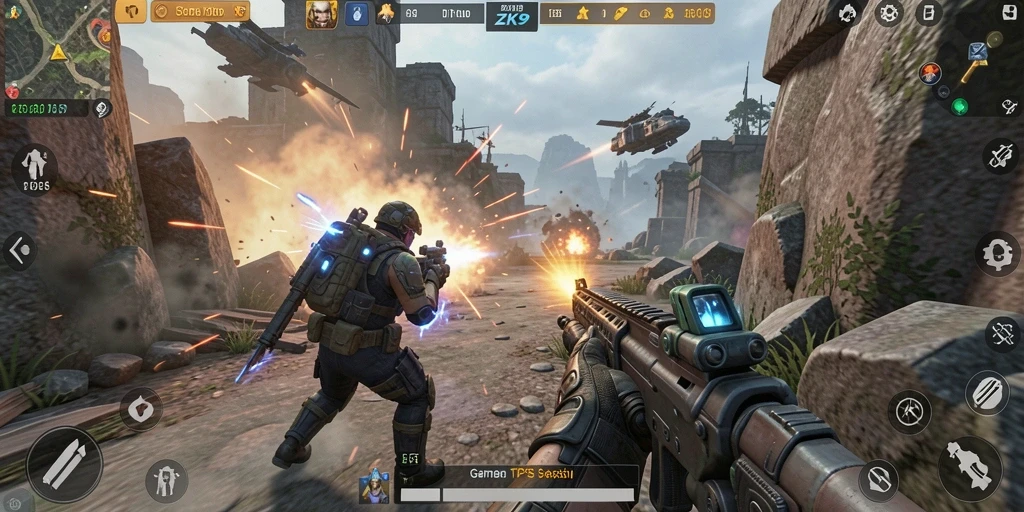 Tangkapan layar gameplay ZK9 yang intens dan mendebarkan.
